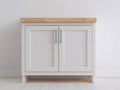 Aparadores de madera color blanco y madera natural 120 x 40 x 80 cm - Diseño moderno con dos puertas