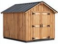 Casetas de jardín de madera 240x180x220 cm - madera natural y negro - techo a dos aguas con puertas dobles