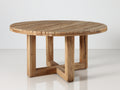 Mesas de jardín redonda de madera 140 x 140 x 75 cm - Marrón natural - Tablero de listones con base geométrica abierta