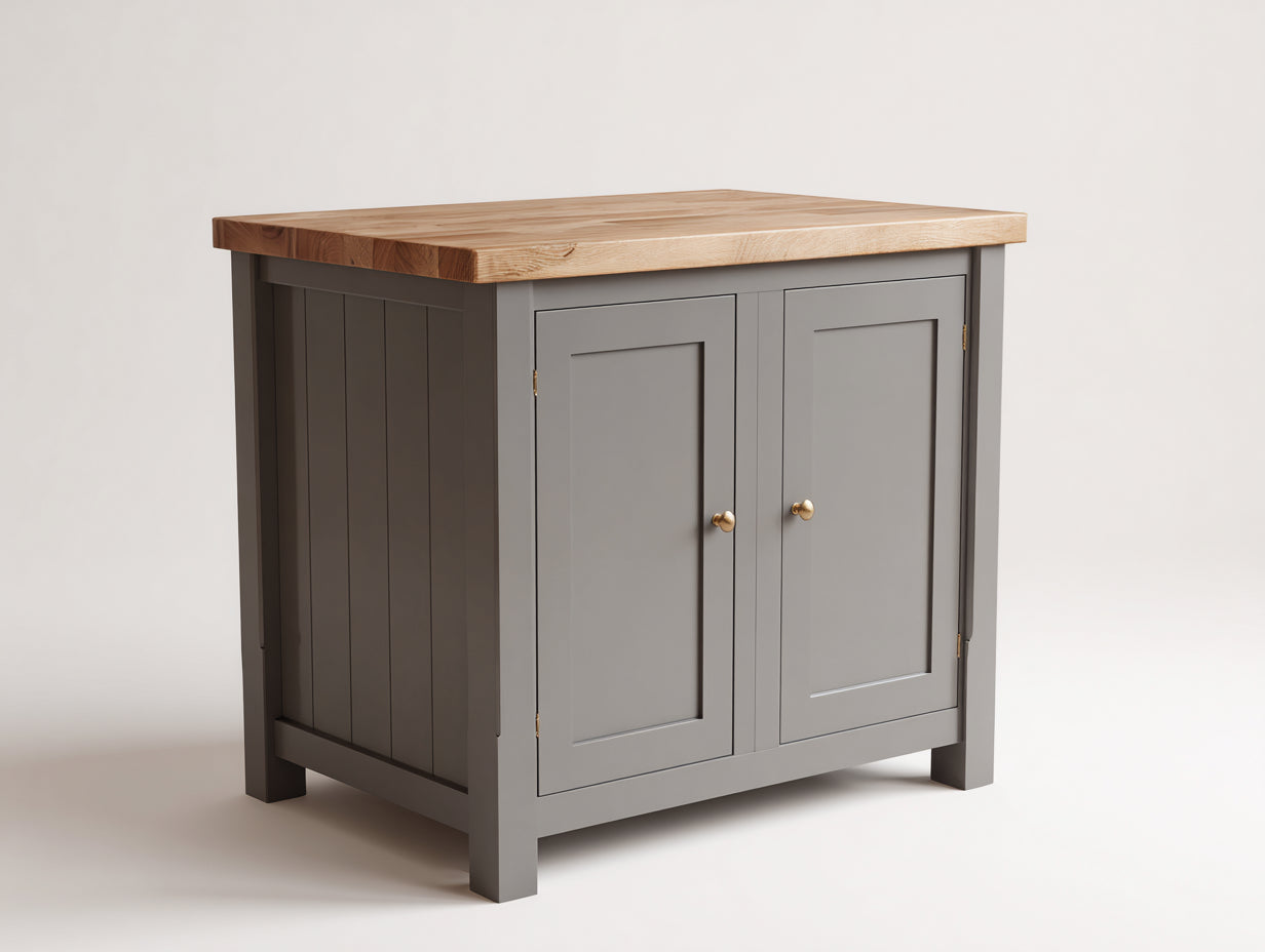 Aparadores de madera con 2 puertas 100x45x92 cm - gris topo y madera natural - estilo rústico moderno