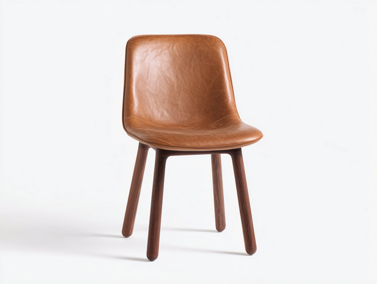 Sillas de comedor tapizadas con patas de madera 50x56x84 cm - marrón caramelo y nogal - diseño moderno sin reposabrazos