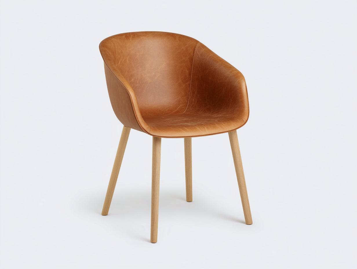 Sillas de comedor de cuero sintético y madera 58x55x78 cm - marrón claro - diseño moderno
