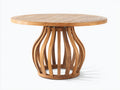 Mesas de jardín de madera natural redonda 120 x 120 x 75 cm - Diseño moderno para exteriores