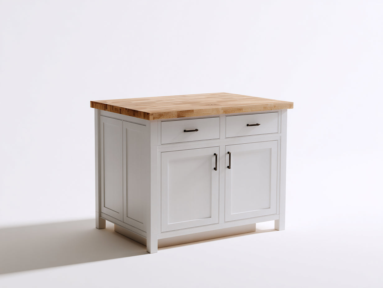 Aparadores de madera con 2 puertas y 2 cajones 105x50x95 cm - blanco y madera natural - diseño rústico para comedor salón y cocina