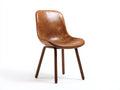 Sillas de comedor tapizadas en cuero sintético color marrón y madera oscura 55 x 55 x 82 cm - Diseño moderno con respaldo curvado