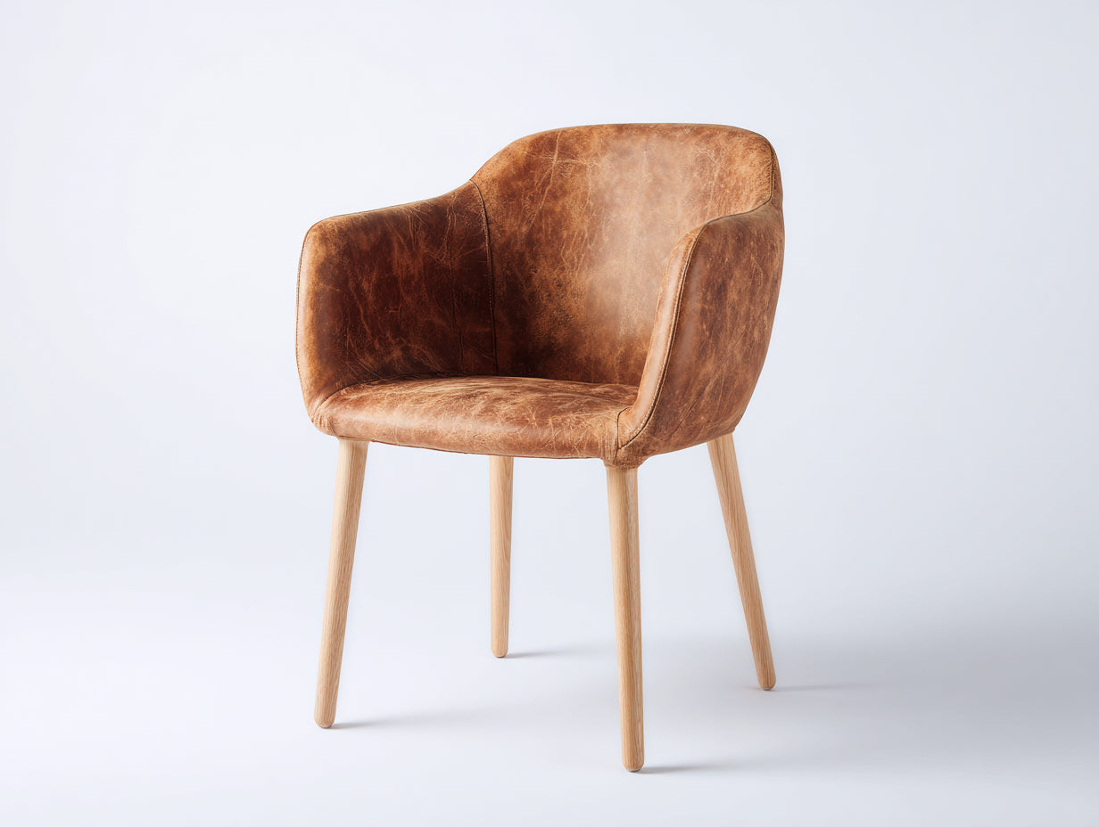 Sillas de comedor de cuero sintético y madera 58x55x78 cm - marrón - diseño moderno
