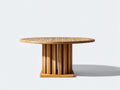 Mesas de jardín de madera 140x140x75 cm - marrón natural - diseño redondo moderno