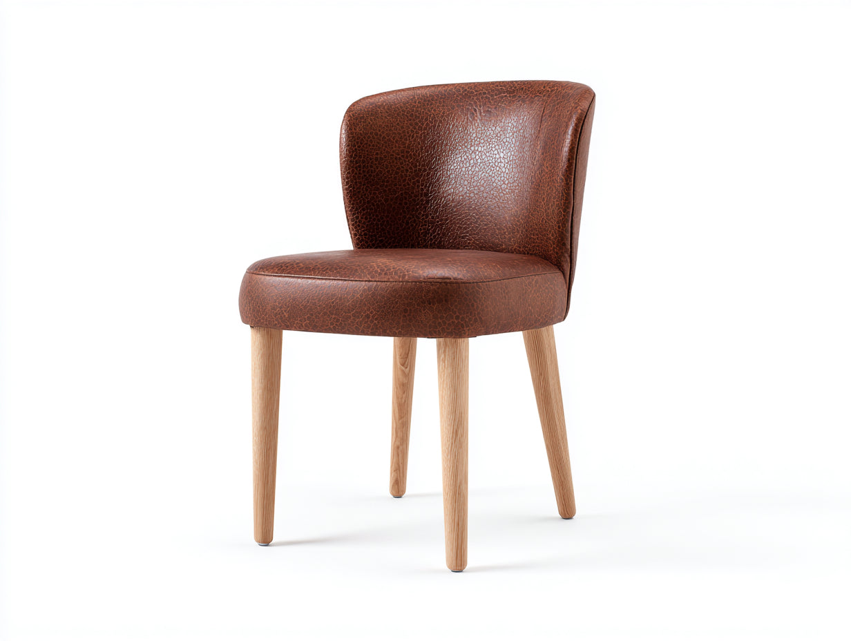 Sillas de comedor 58 x 60 x 82 cm cuero marrón con patas de madera natural - diseño moderno
