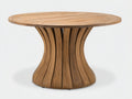 Mesas de jardín redonda de madera 150 x 150 x 76 cm - Marrón natural - Base central curvada de diseño abierto
