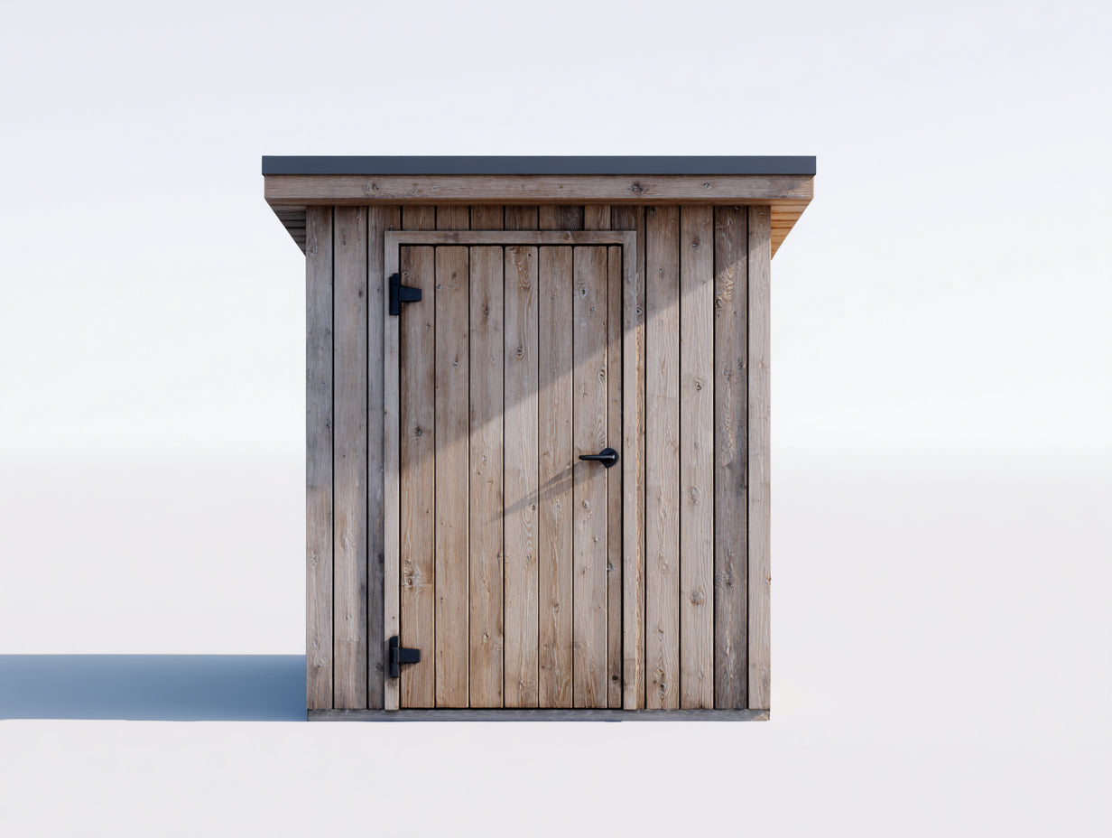 Casetas de jardín de madera 150 x 110 x 205 cm - Marrón envejecido y negro - Diseño compacto con tejado inclinado