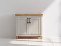 Aparadores de madera con 2 puertas 90x40x95 cm - blanco roto y madera natural - estilo rústico moderno