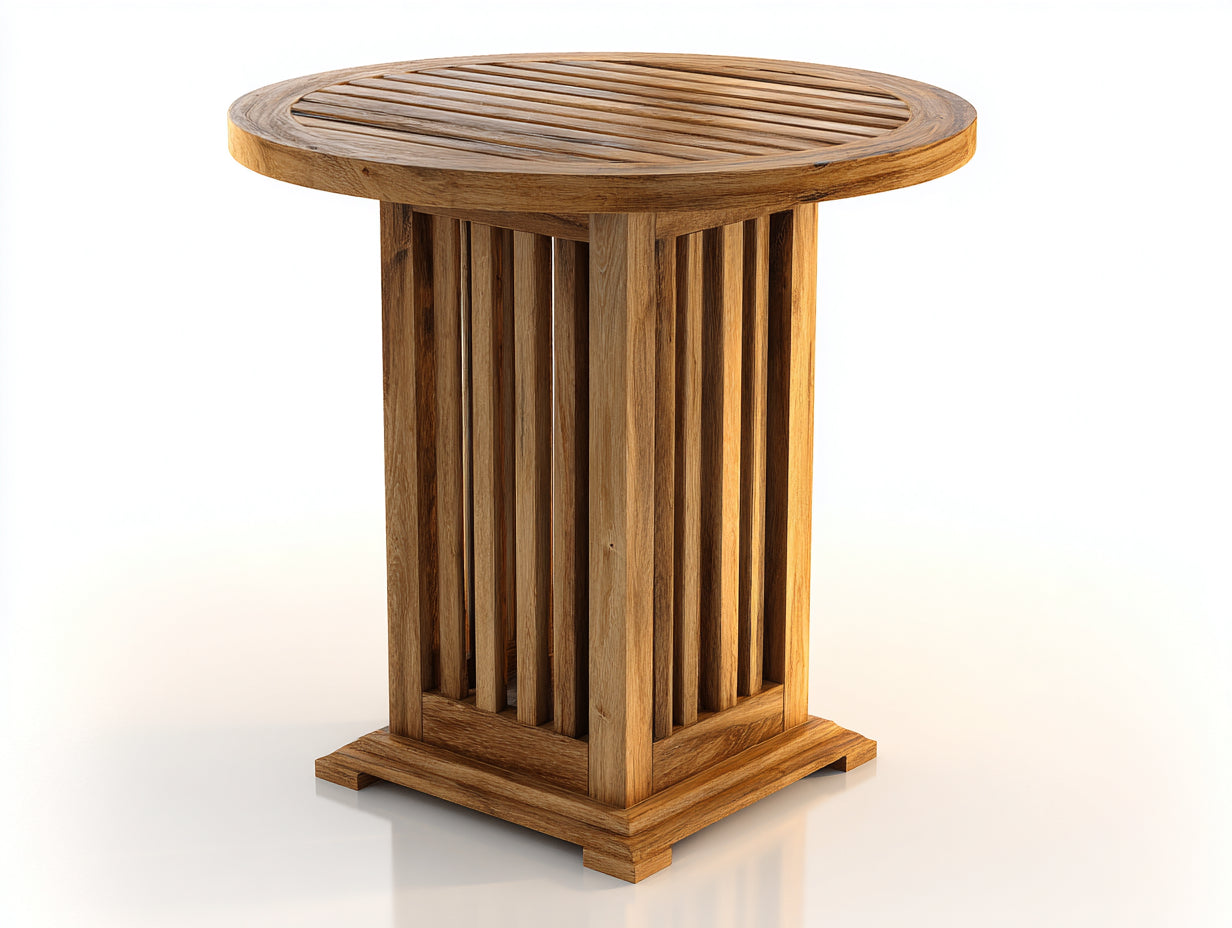 Mesas de jardín de madera 80x80x75 cm - marrón natural - diseño redondo moderno