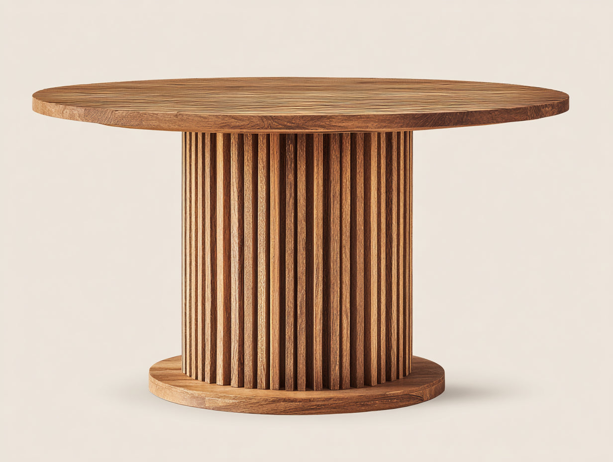 Mesas de jardín de madera natural redonda 160 x 160 x 75 cm - Diseño moderno para exteriores