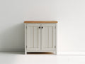 Aparadores de madera con 2 puertas 80x40x90 cm - blanco y madera natural - diseño compacto para salón comedor y recibidor