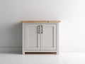 Aparadores 120 x 40 x 80 cm madera blanco y natural con dos puertas - diseño moderno